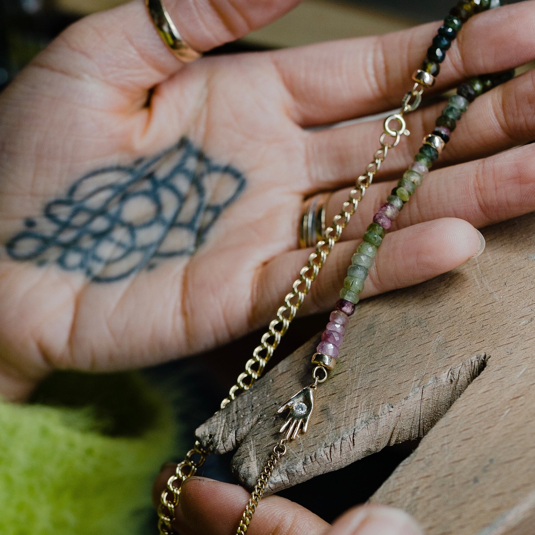 Mikanda Necklace in 9ct Yellow Gold & Tourmalines